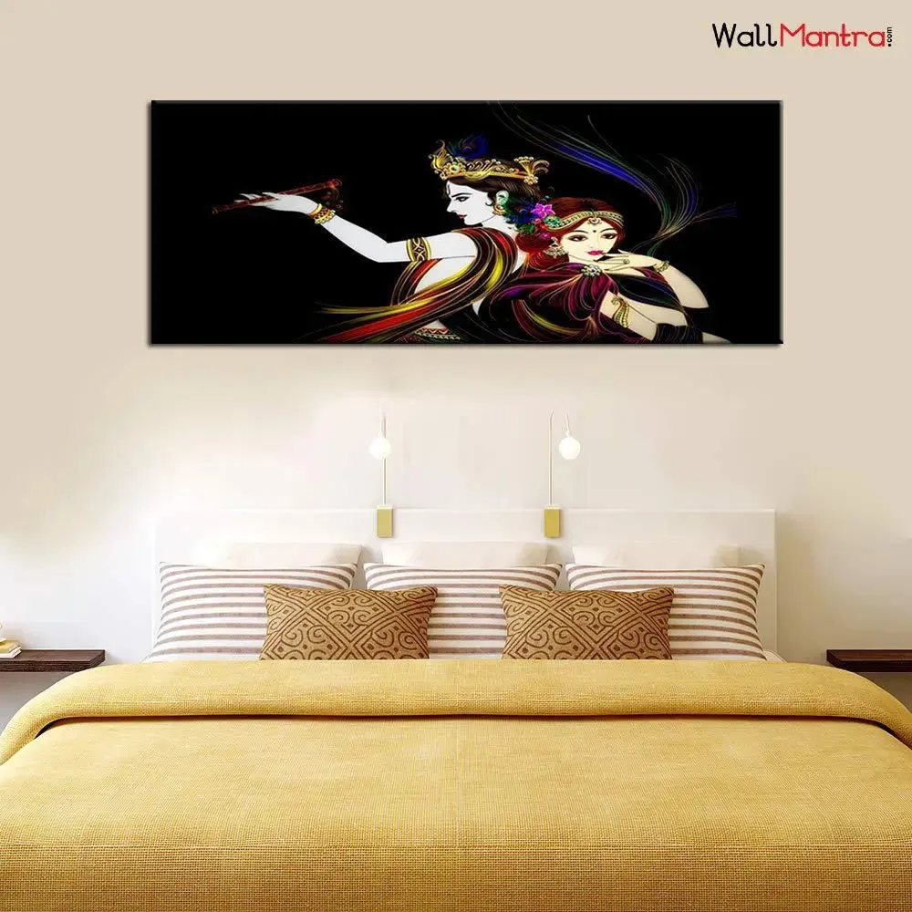 Radha Krishna Spiritual Canvas  Wall Painting With Frame