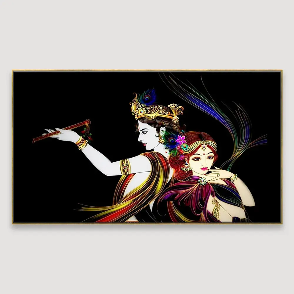 Radha Krishna Spiritual Canvas  Wall Painting With Frame