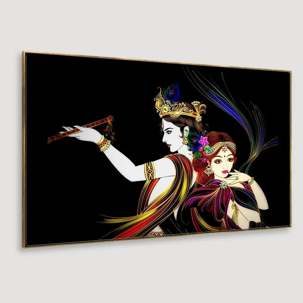 Radha Krishna Spiritual Canvas  Wall Painting With Frame