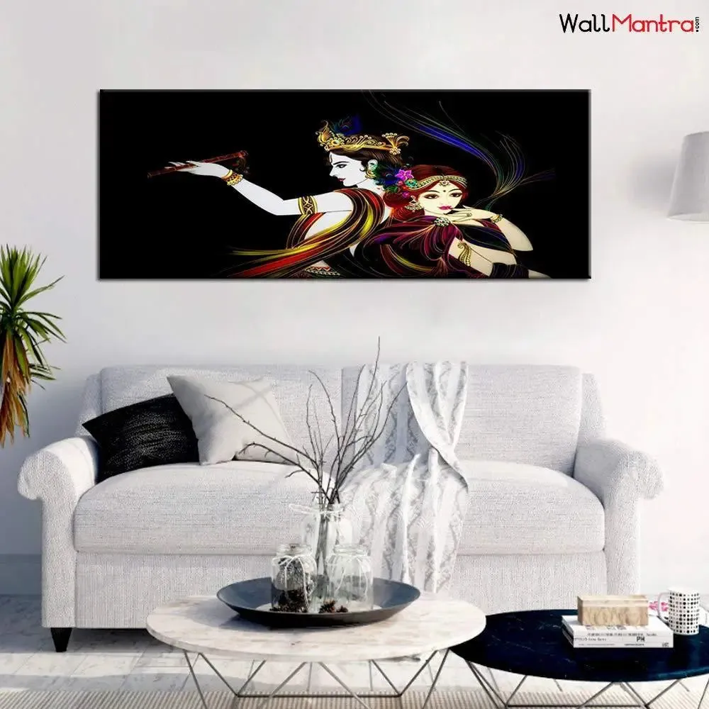 Radha Krishna Spiritual Canvas  Wall Painting With Frame