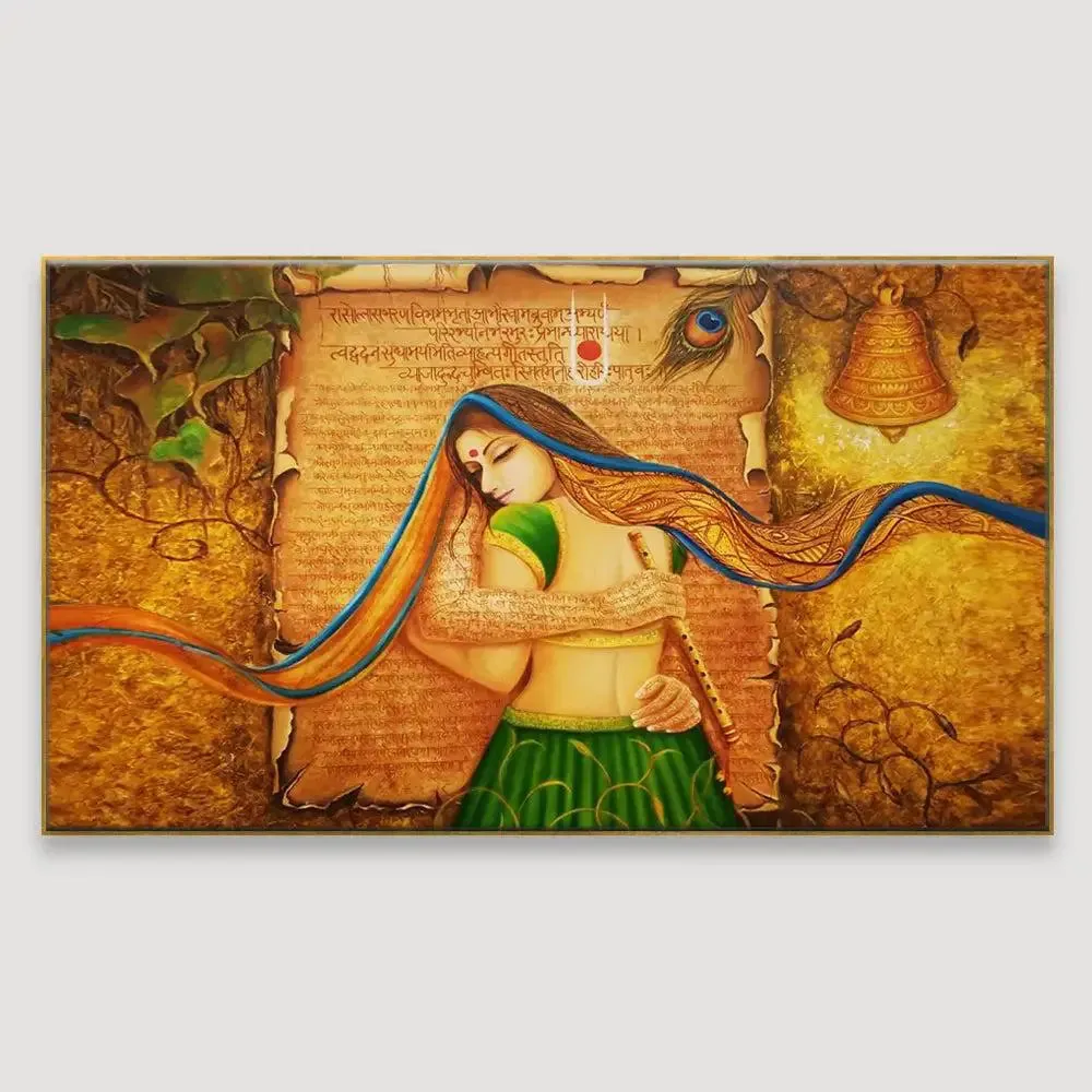 Radha Krishna Spiritually Romantic Canvas Painting Online With Frame