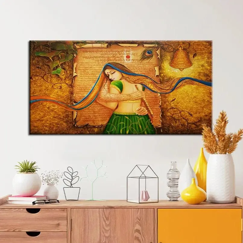 Radha Krishna Spiritually Romantic Canvas Painting Online With Frame