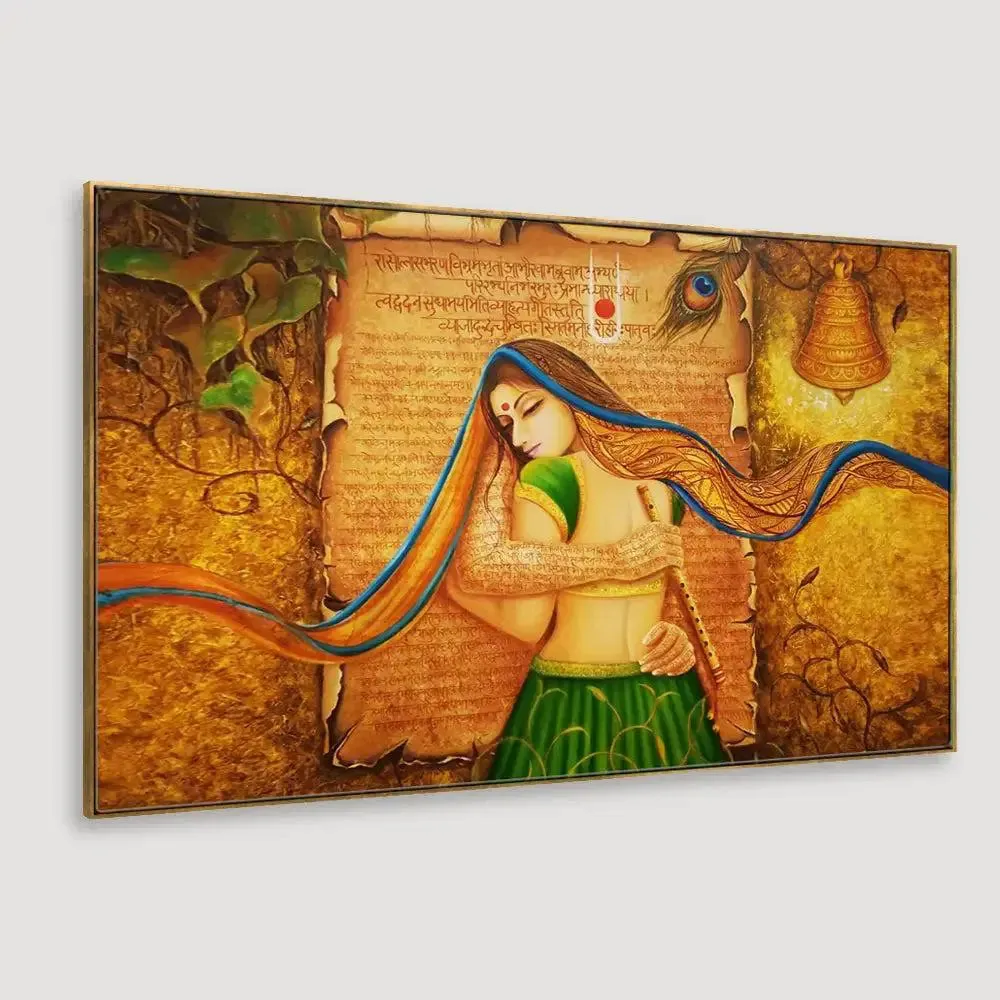 Radha Krishna Spiritually Romantic Canvas Painting Online With Frame