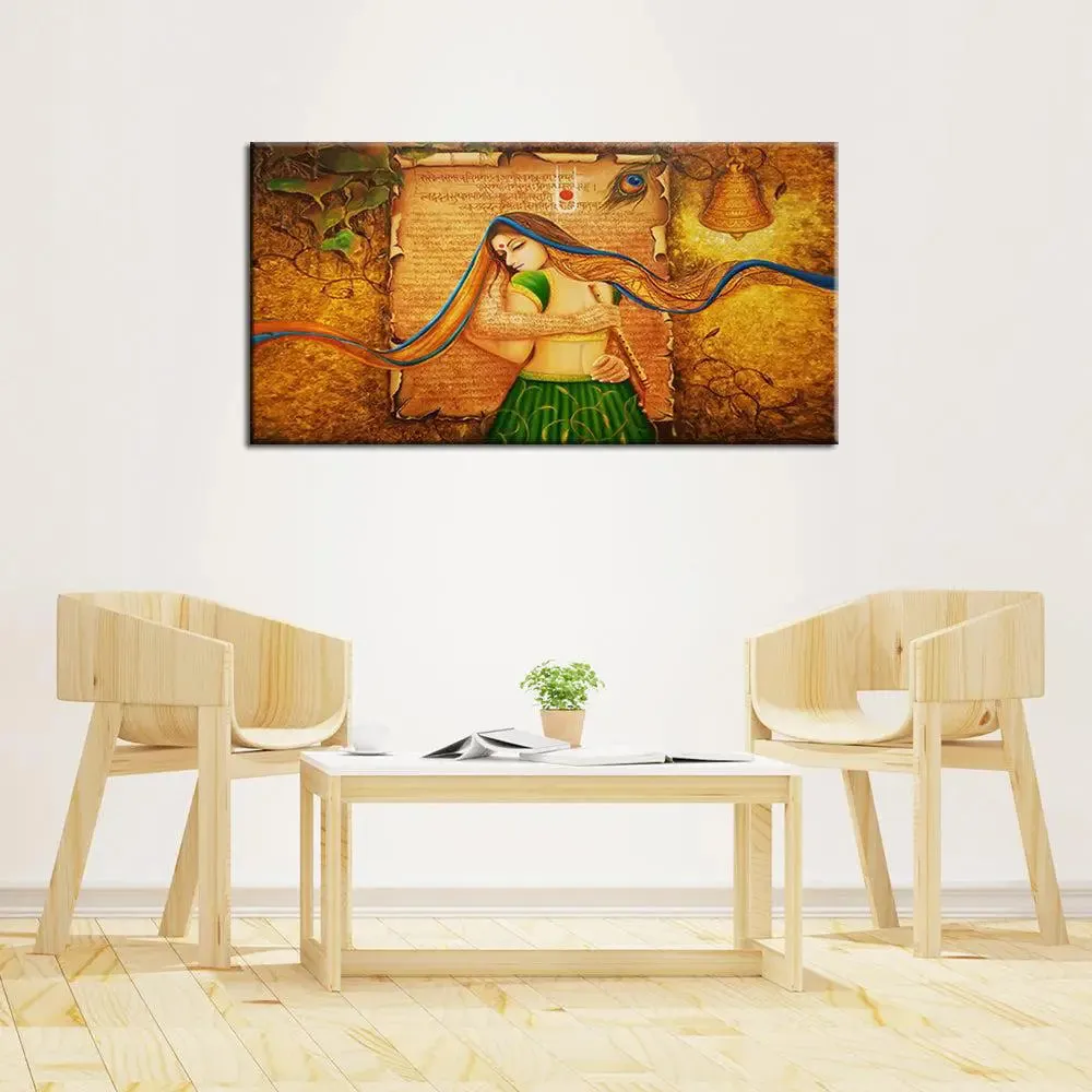 Radha Krishna Spiritually Romantic Canvas Painting Online With Frame