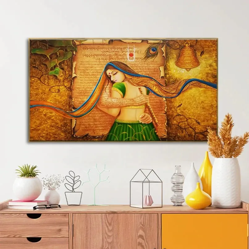 Radha Krishna Spiritually Romantic Canvas Painting Online With Frame
