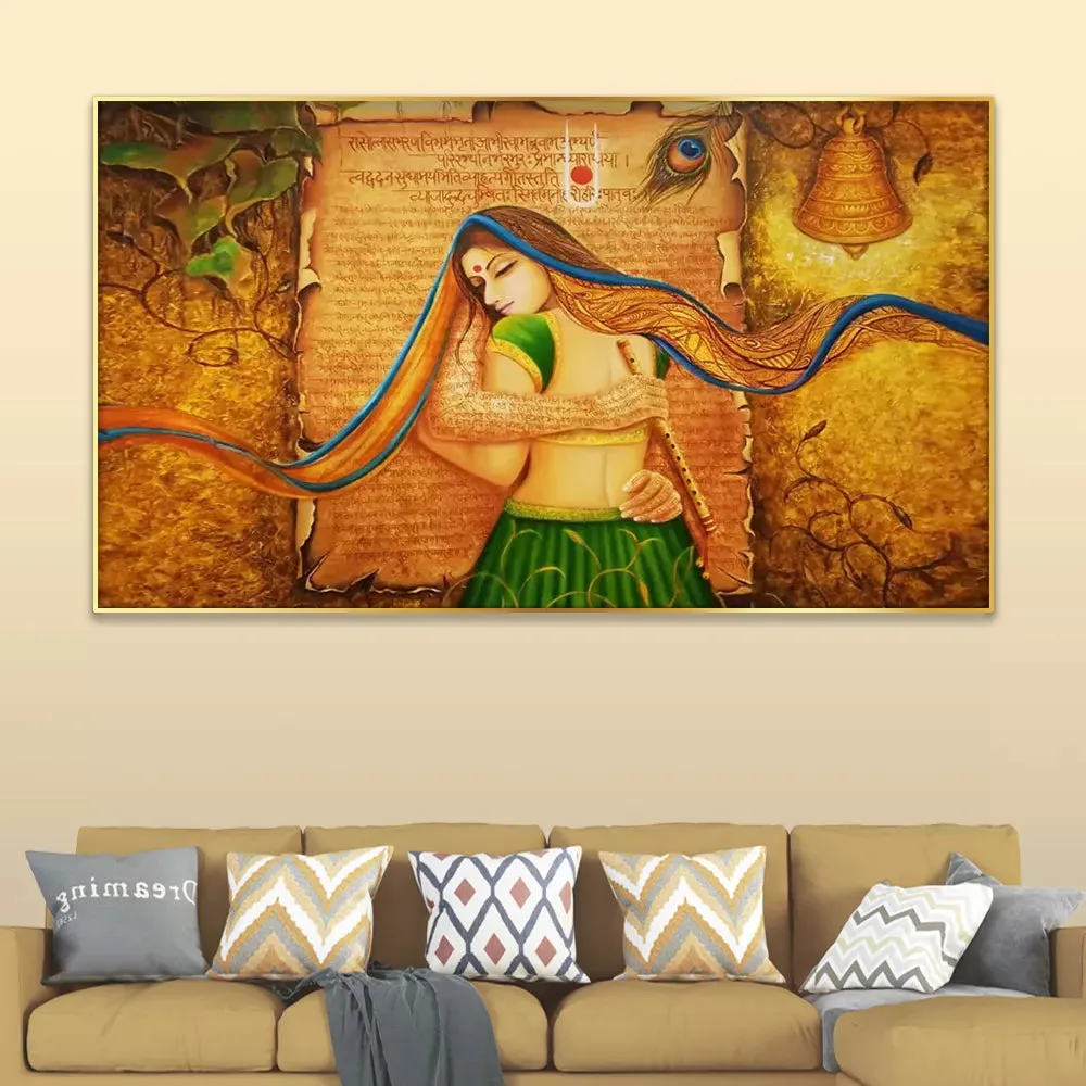 Radha Krishna Spiritually Romantic Canvas Painting Online With Frame
