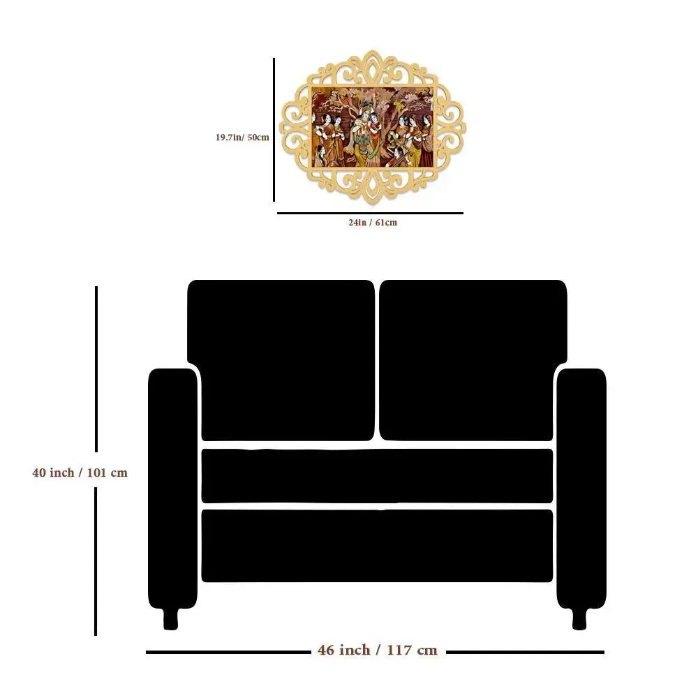 Radha Krishna With Gopis Canvas Print in Decorative Frame