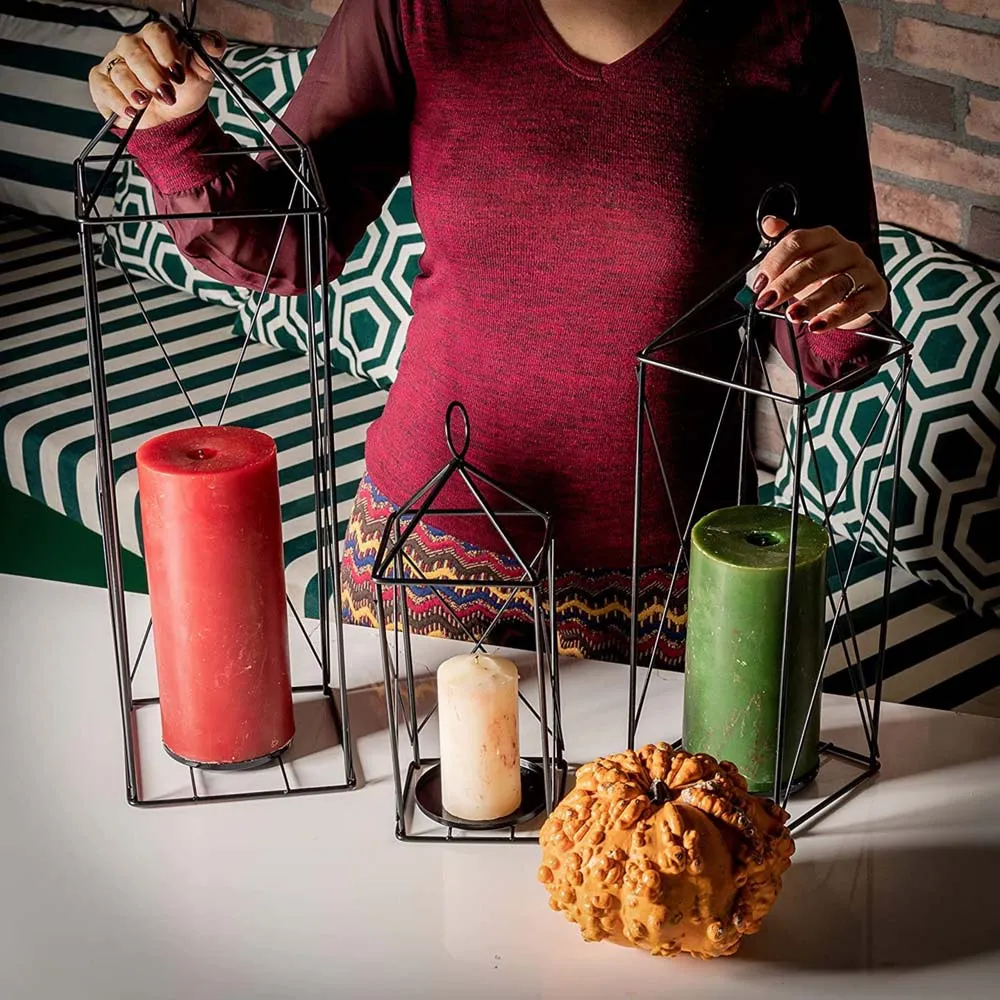 Radiant Black Casting Lantern / Candle Holder