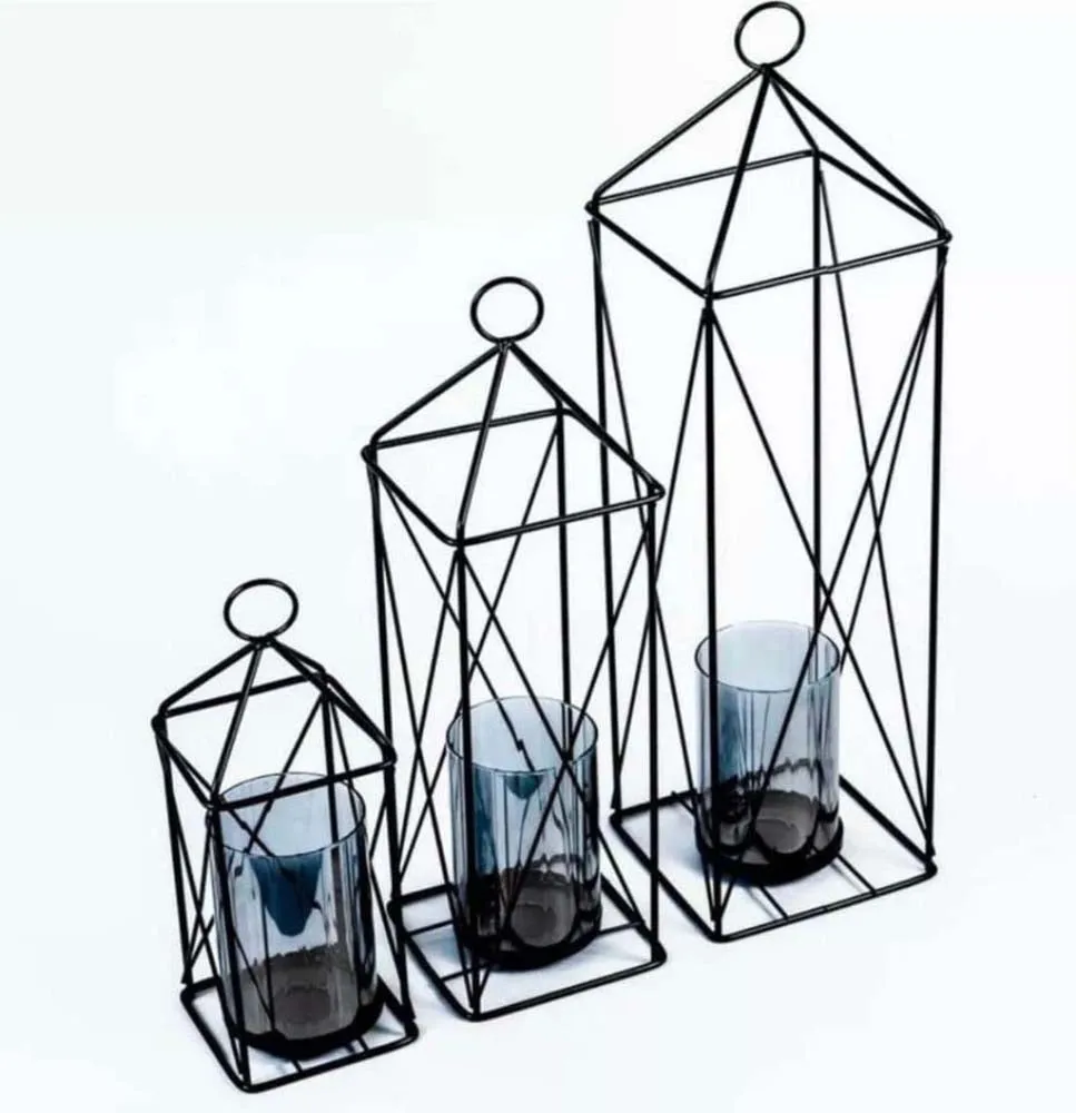 Radiant Black Casting Lantern / Candle Holder