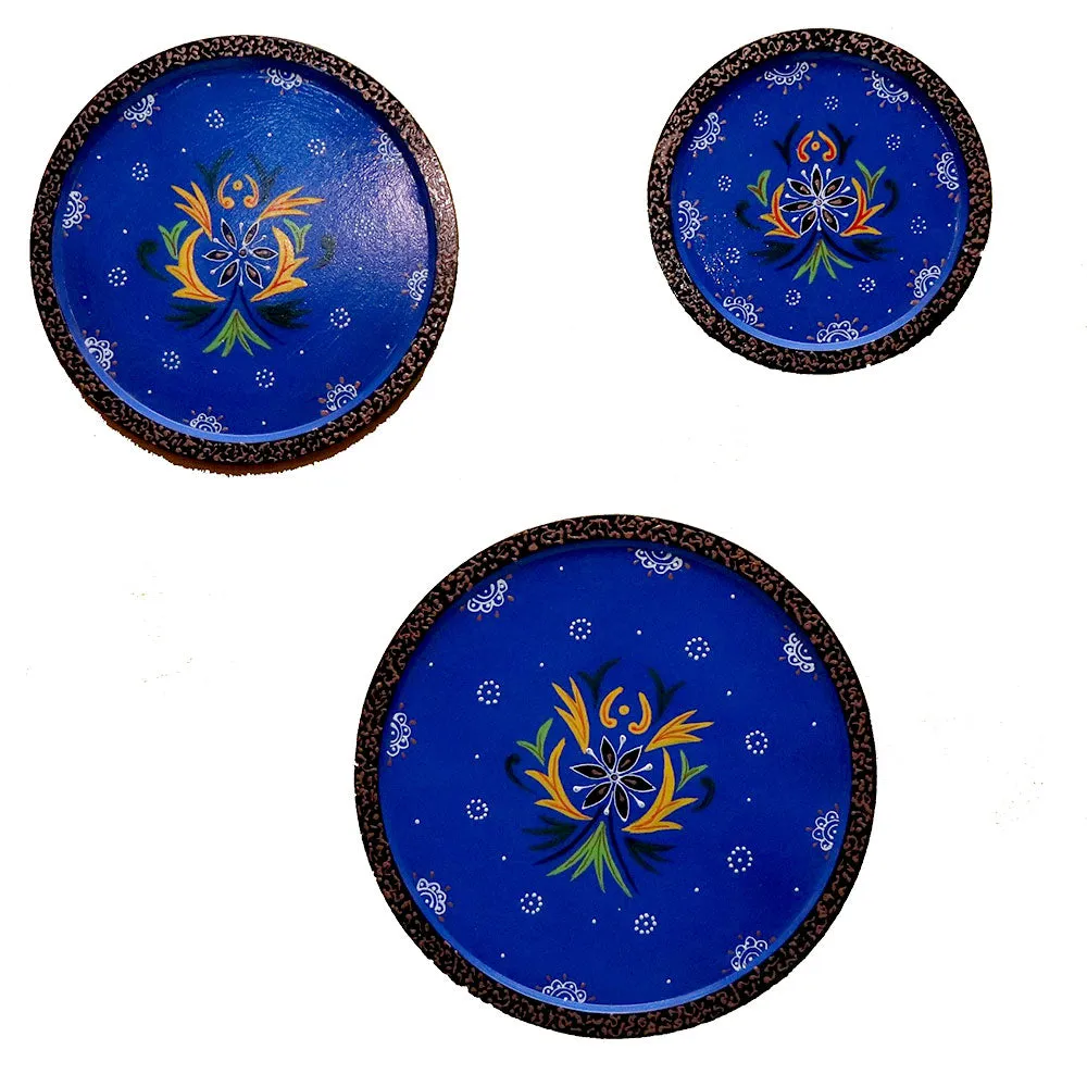 Radiating Royal Blue Border Finish Set of 3 Wallplates