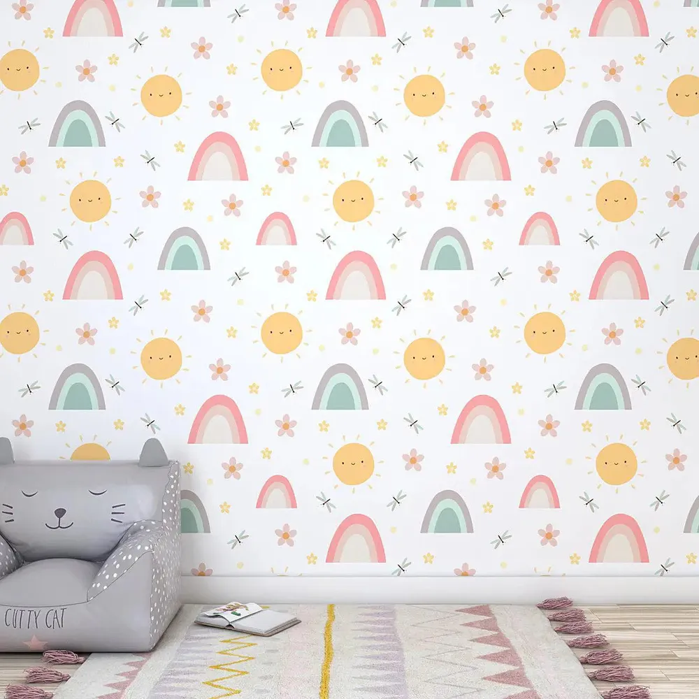 Rainbow & Sun Kids Self Adhesive Wallpaper
