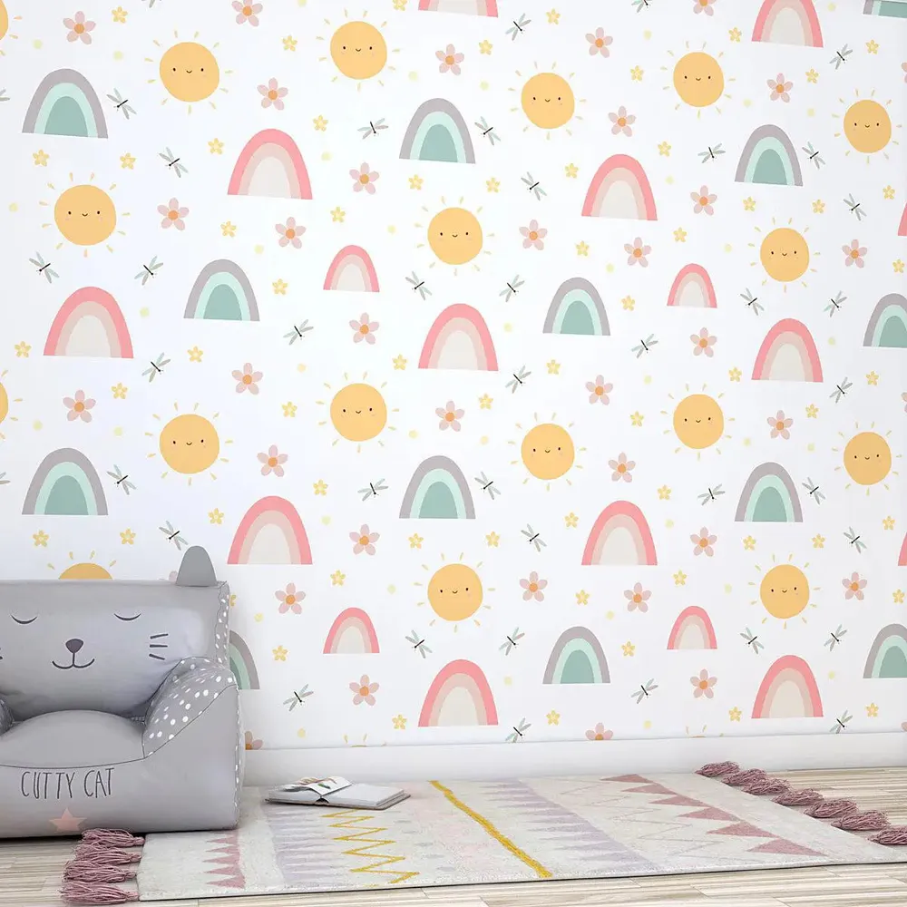 Rainbow & Sun Kids Self Adhesive Wallpaper