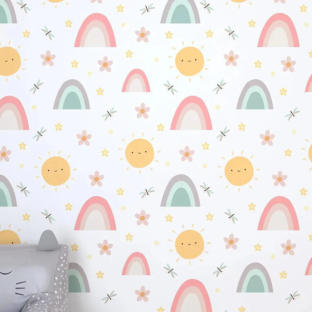 Rainbow & Sun Kids Self Adhesive Wallpaper