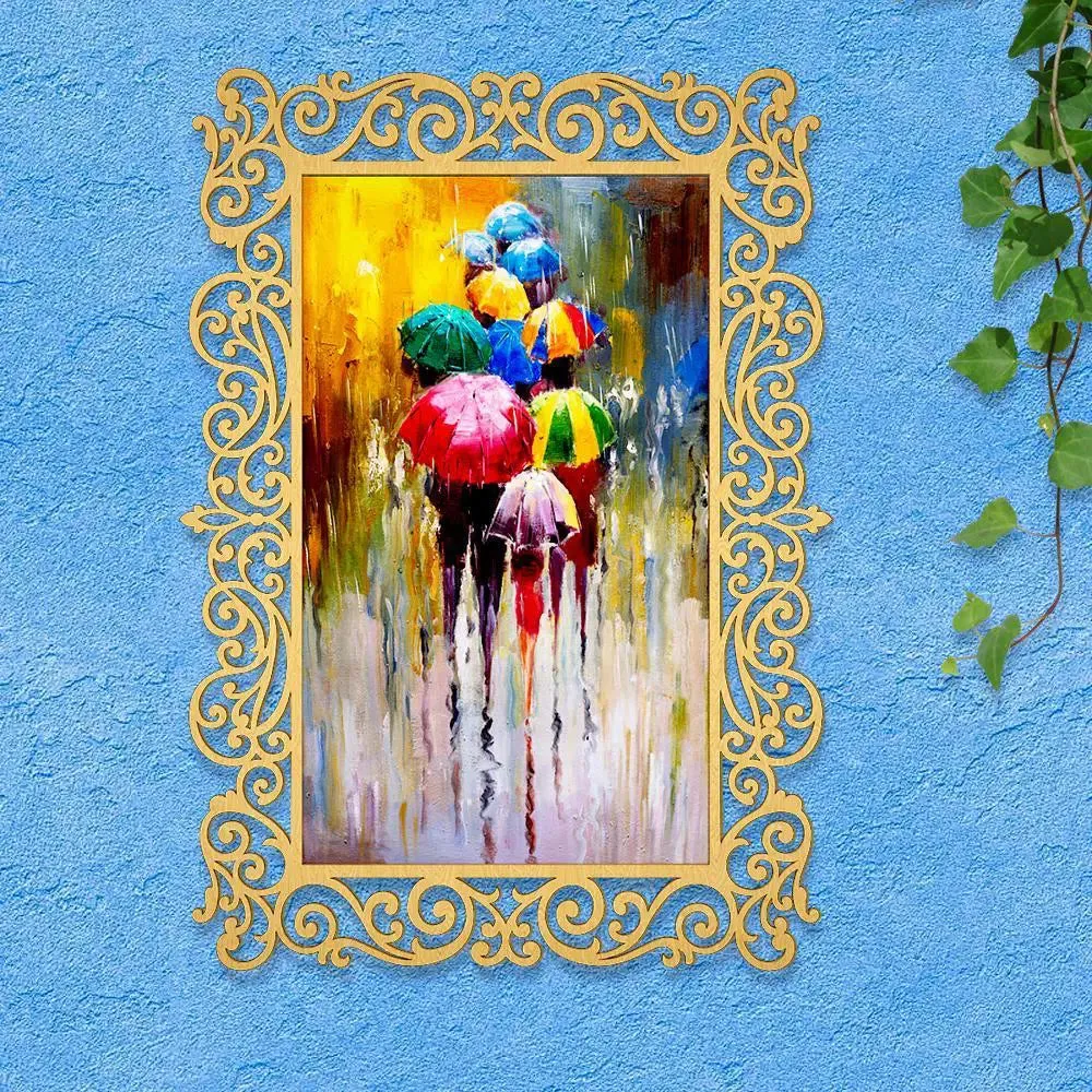 Rainy Season Colorful Canvas Print in Decorative Frame