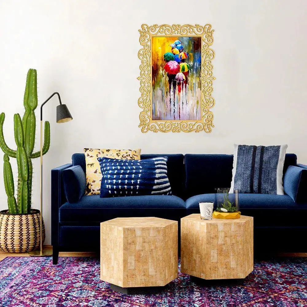 Rainy Season Colorful Canvas Print in Decorative Frame