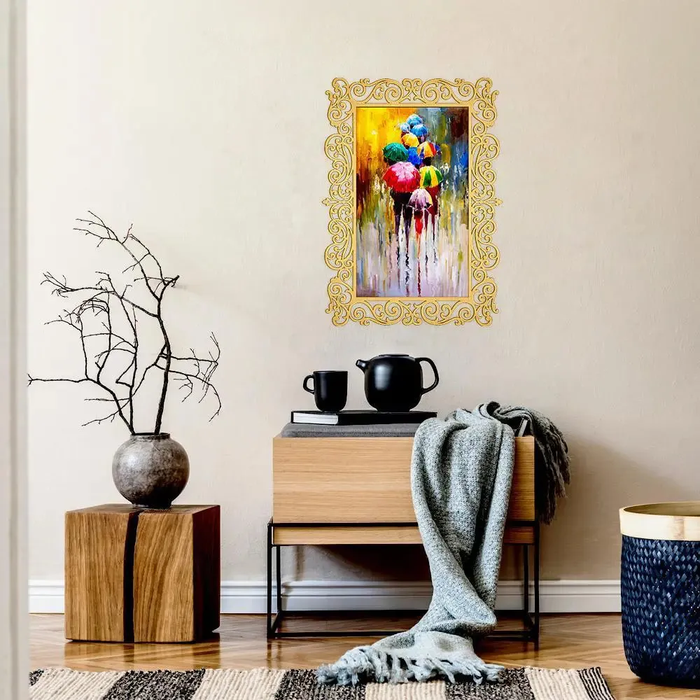 Rainy Season Colorful Canvas Print in Decorative Frame