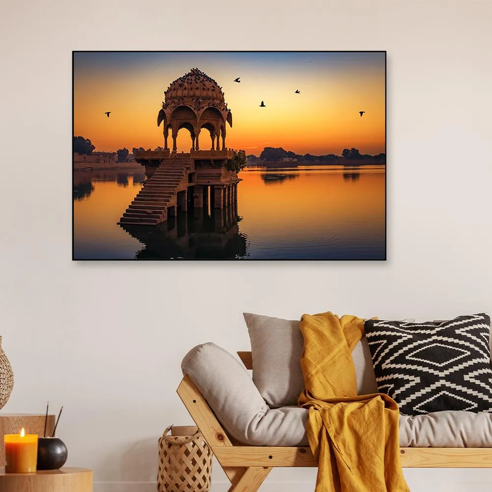 Rajasthani Ancient Temple Framed Wall Art With Frame