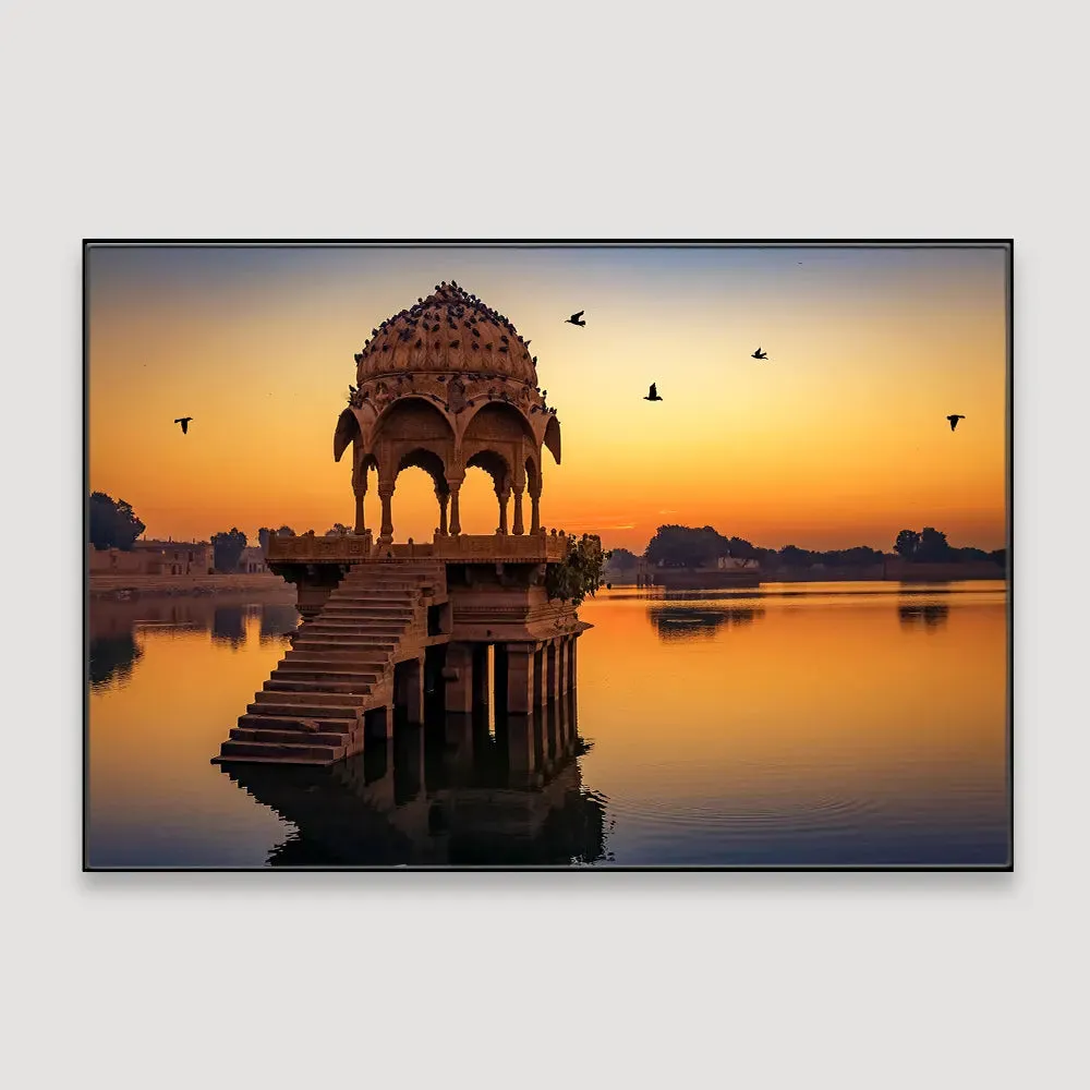 Rajasthani Ancient Temple Framed Wall Art With Frame