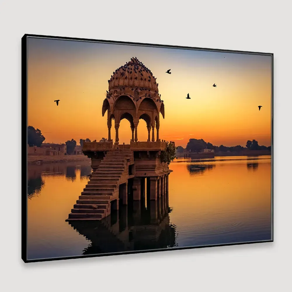 Rajasthani Ancient Temple Framed Wall Art With Frame
