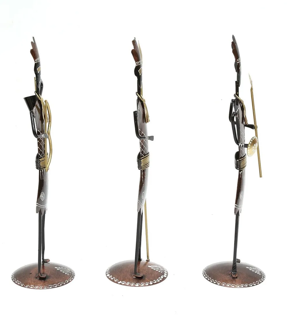 Rajasthani Art Soldier Human Figurine / Showpiece Set Of 3