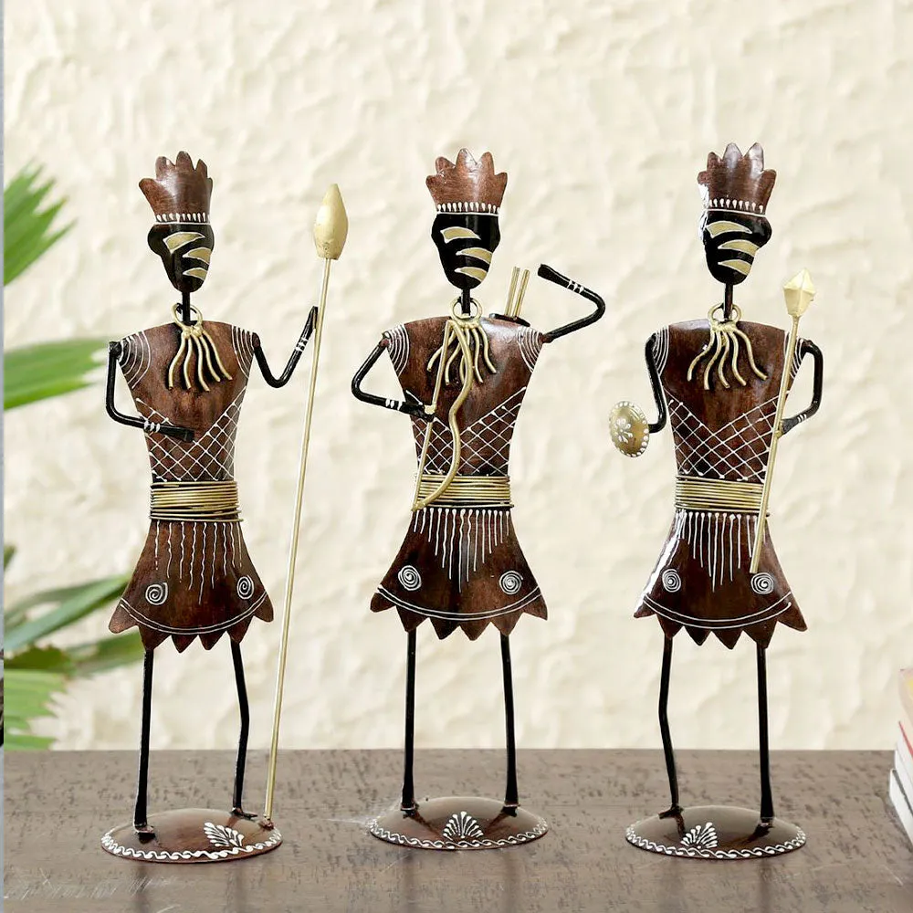 Rajasthani Art Soldier Human Figurine / Showpiece Set Of 3