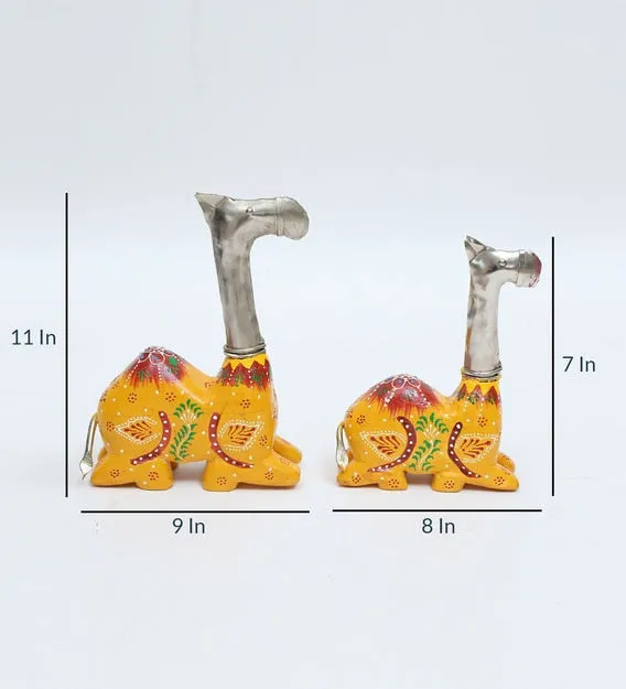 Rajasthani Art Wooden Camel Table Accent / Showpiece Set Of 2