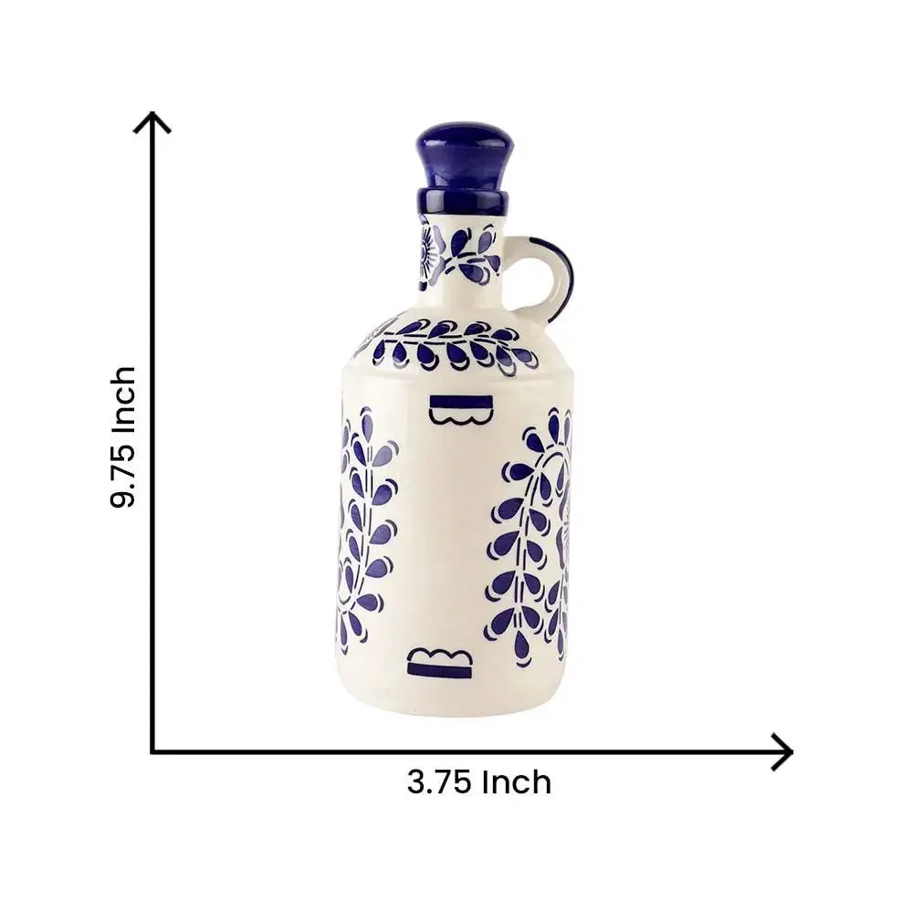 Rajasthani Blue Pottery Motif  Handpainted Ceramic Oil Dispenser