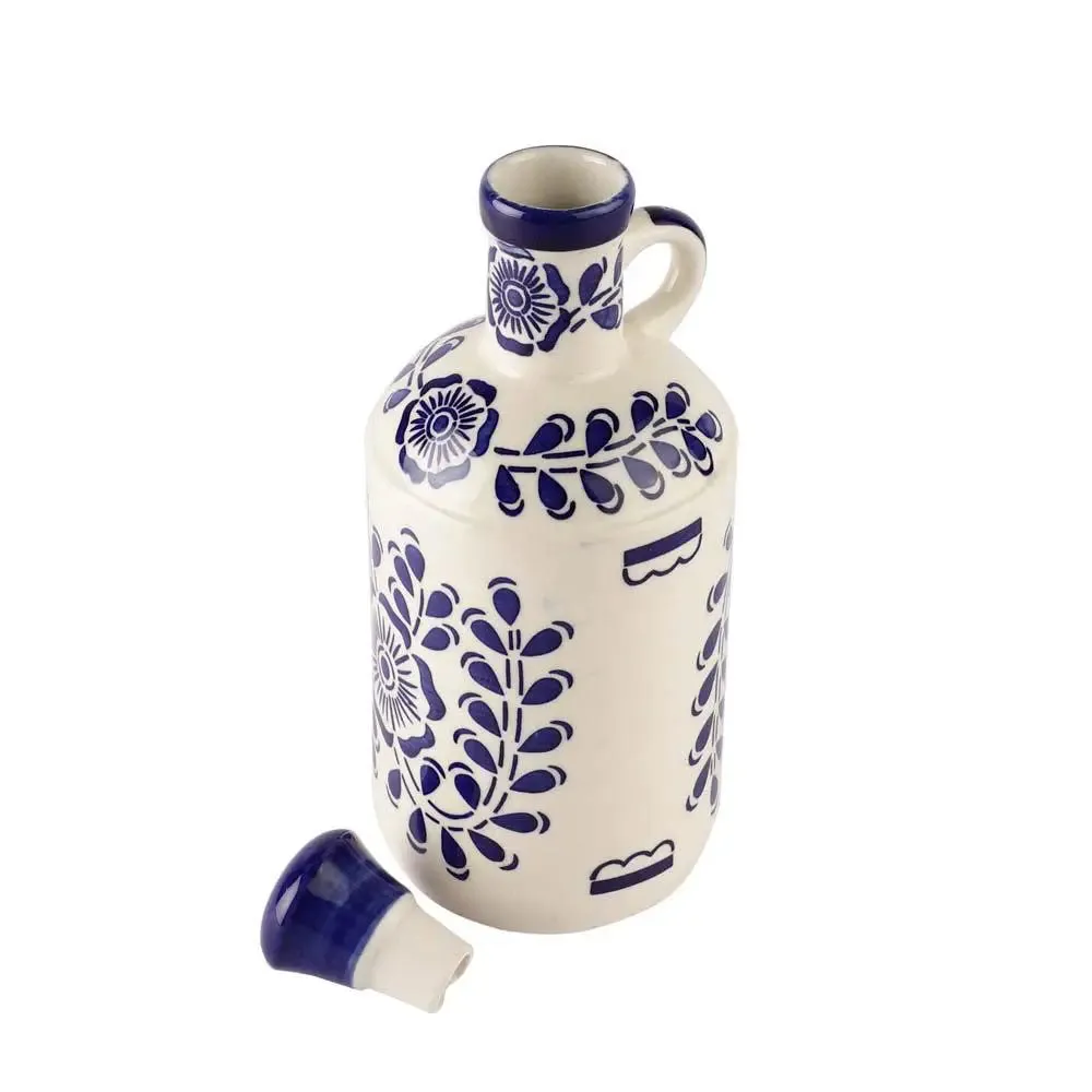 Rajasthani Blue Pottery Motif  Handpainted Ceramic Oil Dispenser