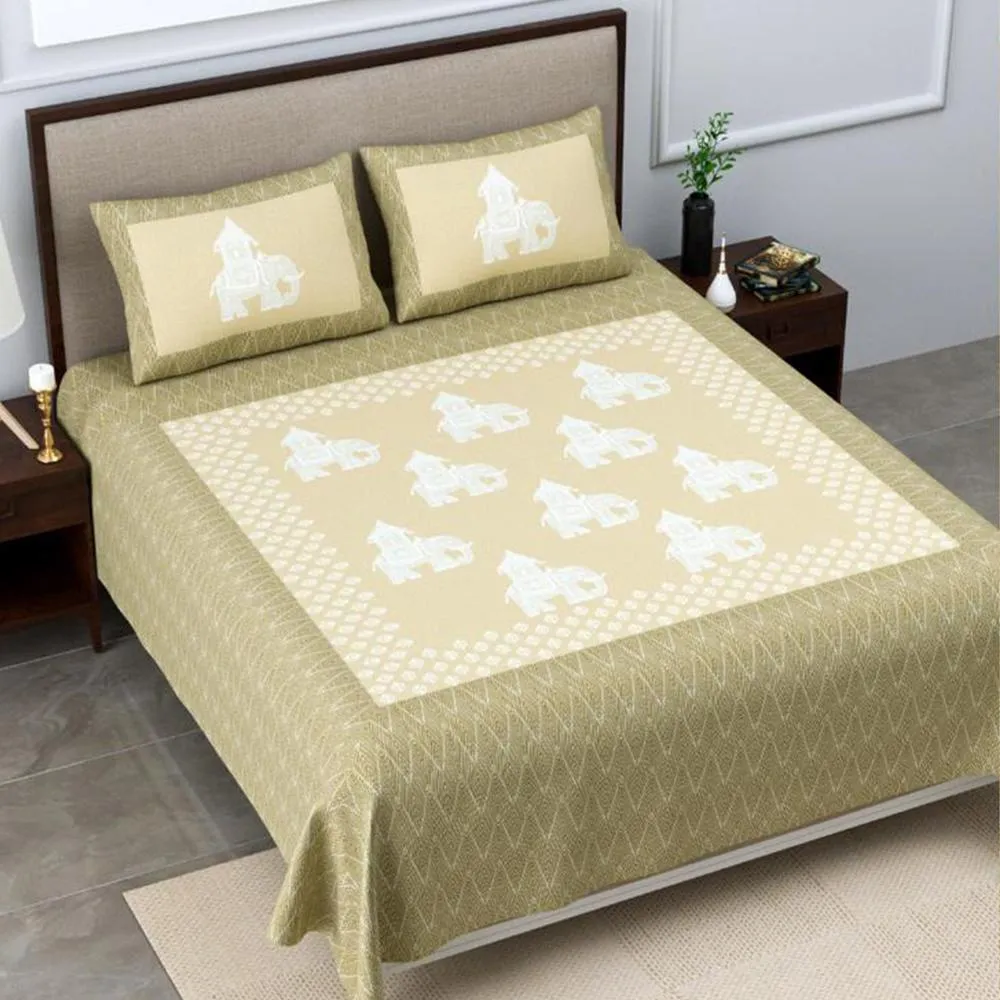 Rajasthani Doli Print Double Bedsheet with 2 Pillow covers