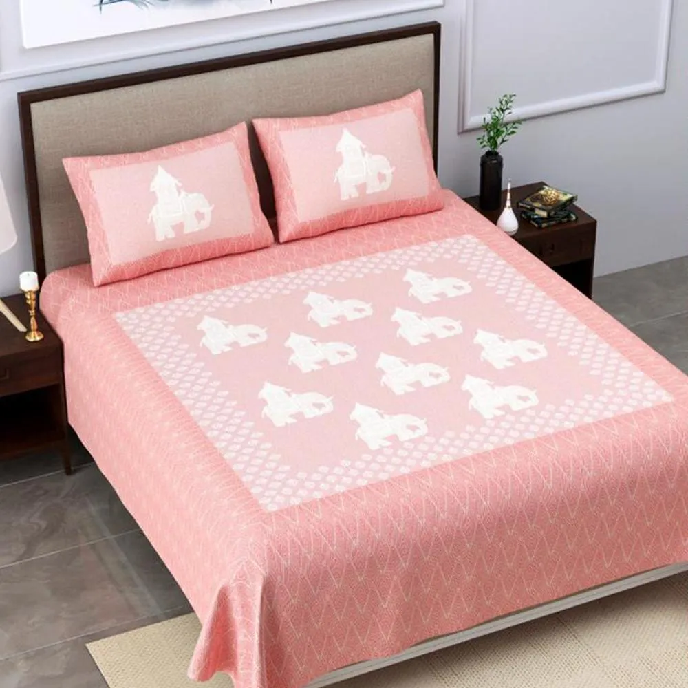 Rajasthani Doli Print Double Bedsheet with 2 Pillow covers