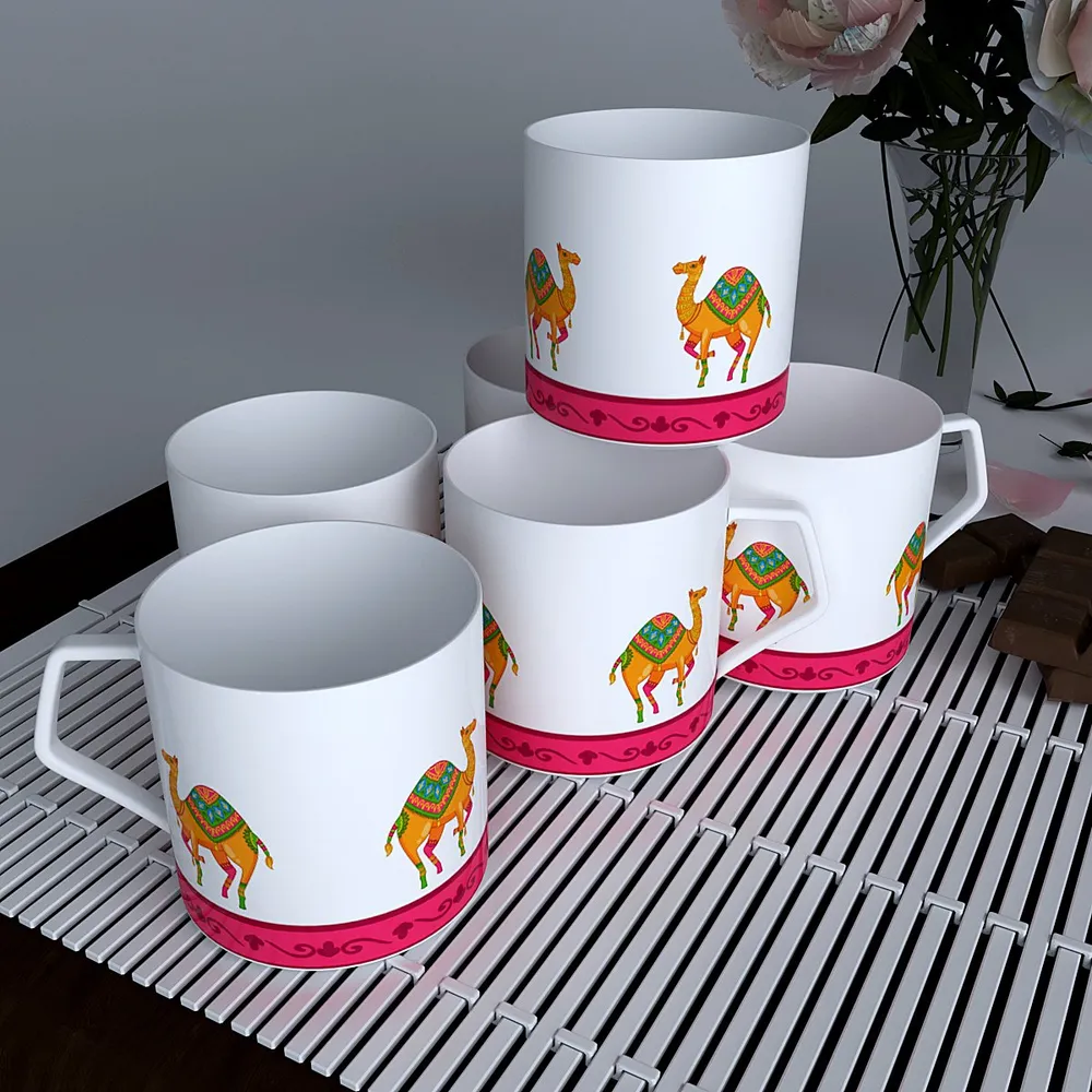 Rajasthani Folk Art Tea Cups (Set of 6)