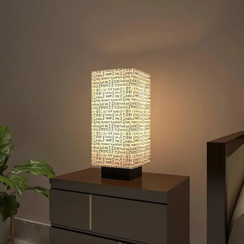 Random Texts Subtle Rectangle Table Lamp
