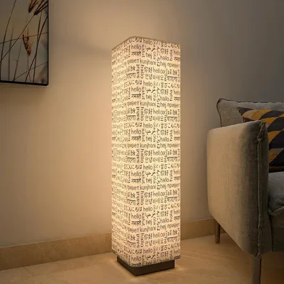 Random Texts Subtle Round Floor Lamp