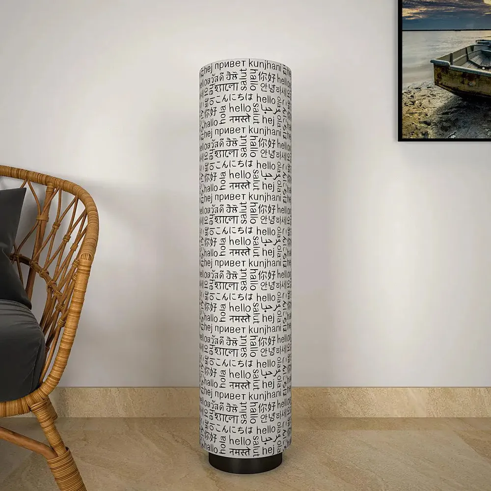 Random Texts Subtle Round Floor Lamp