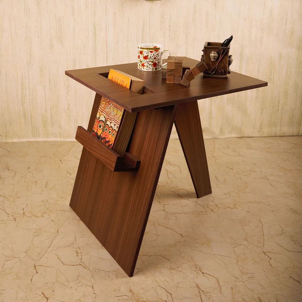 Raytrees Walnut Coloured Three-Legged Side Table