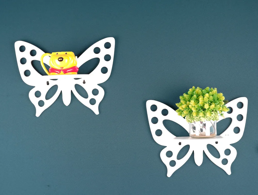 Raytrees Wood Butterfly Shelves for Room Decor [White]