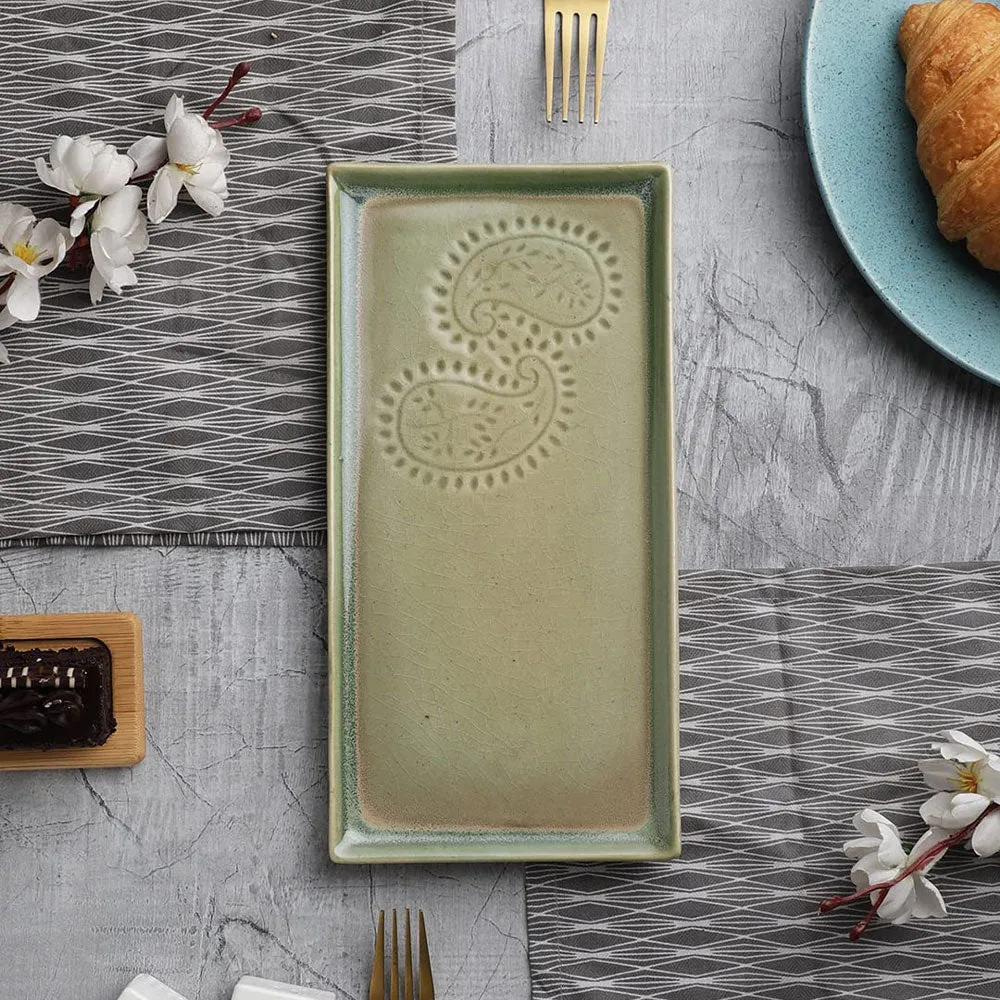 Rectagular Designer Ceramic Snacks Platter