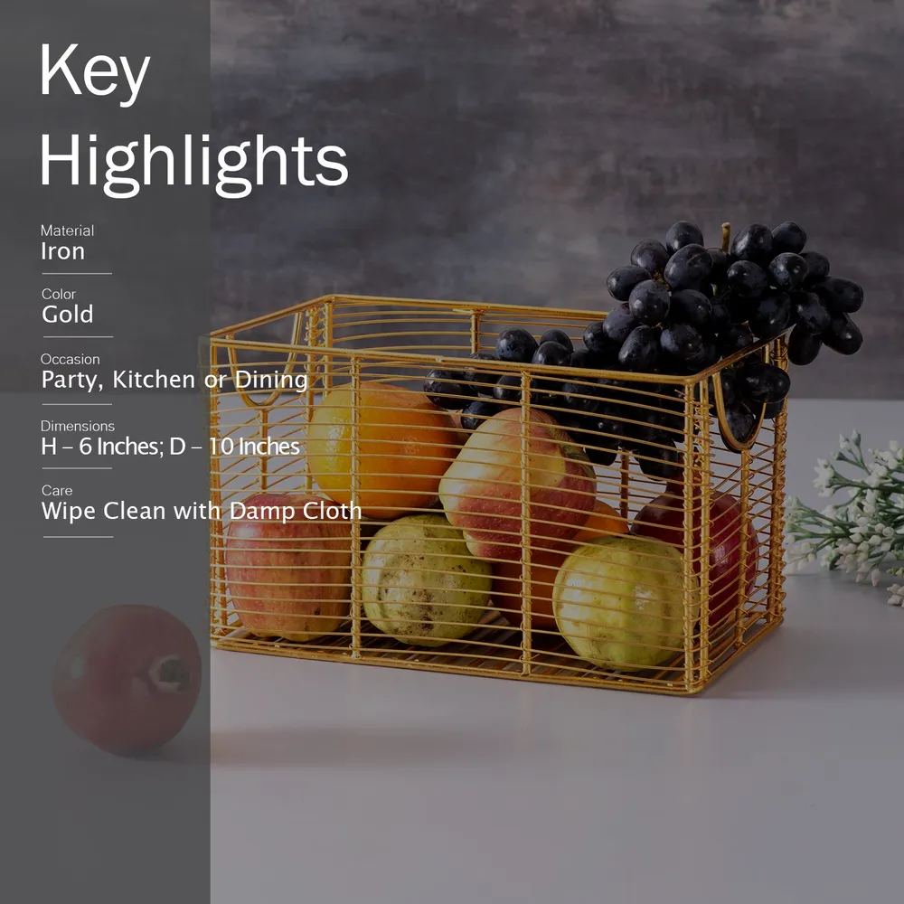 Rectangular Black Wired Metal Vegetable/Fruit Basket