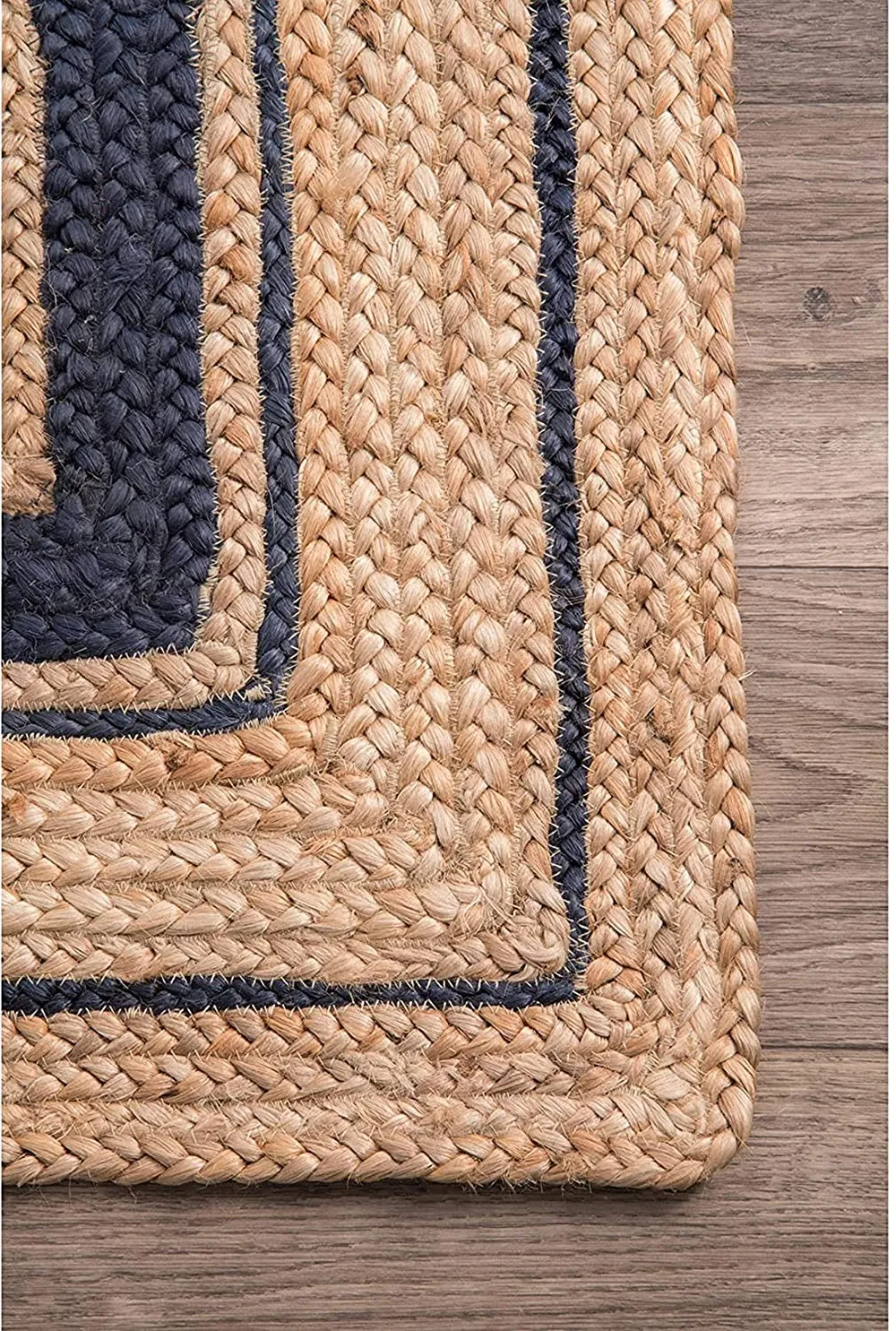 Rectangular Blue Bordered Traditional Jute Rug XS (2*3ft)