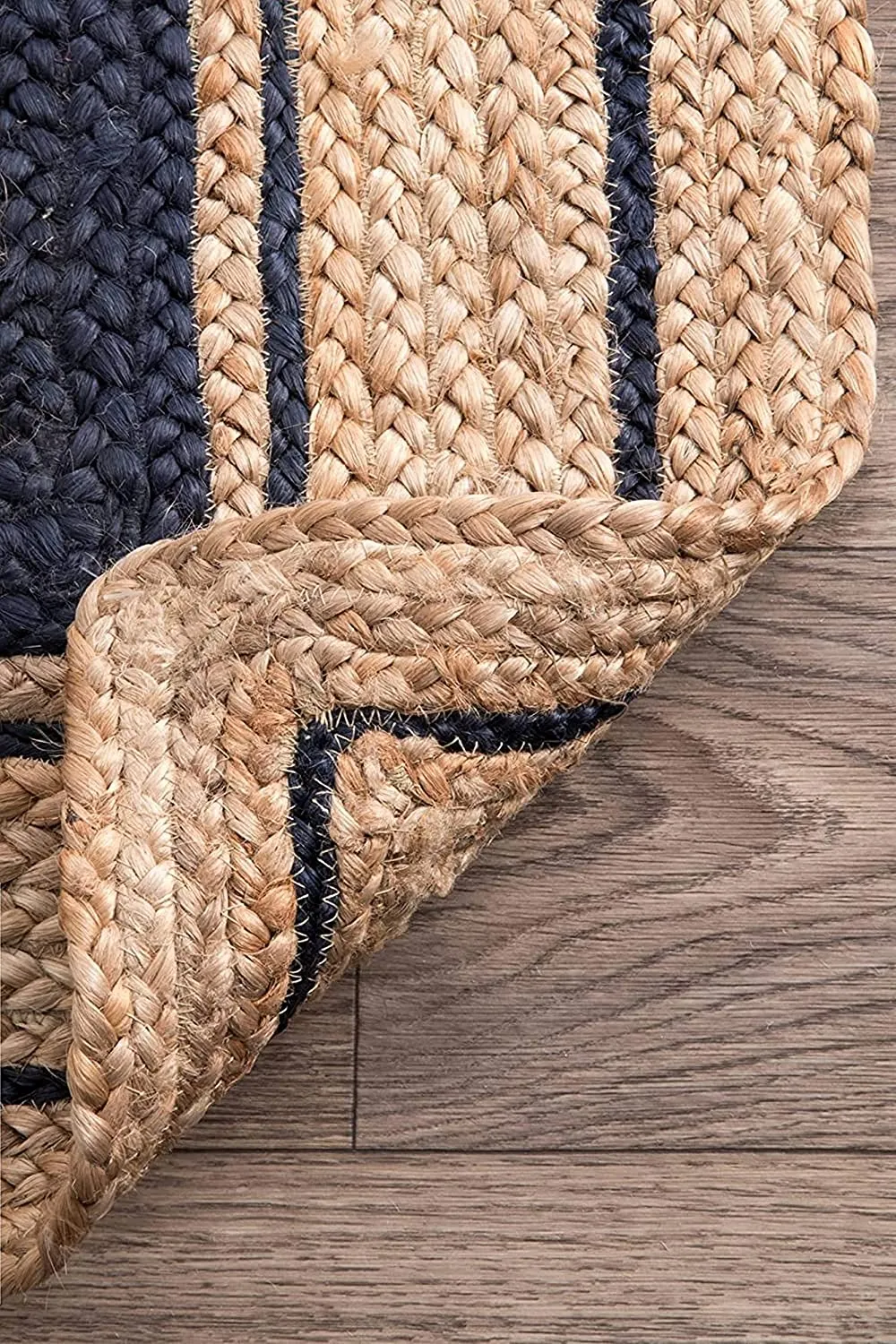 Rectangular Blue Bordered Traditional Jute Rug XS (2*3ft)