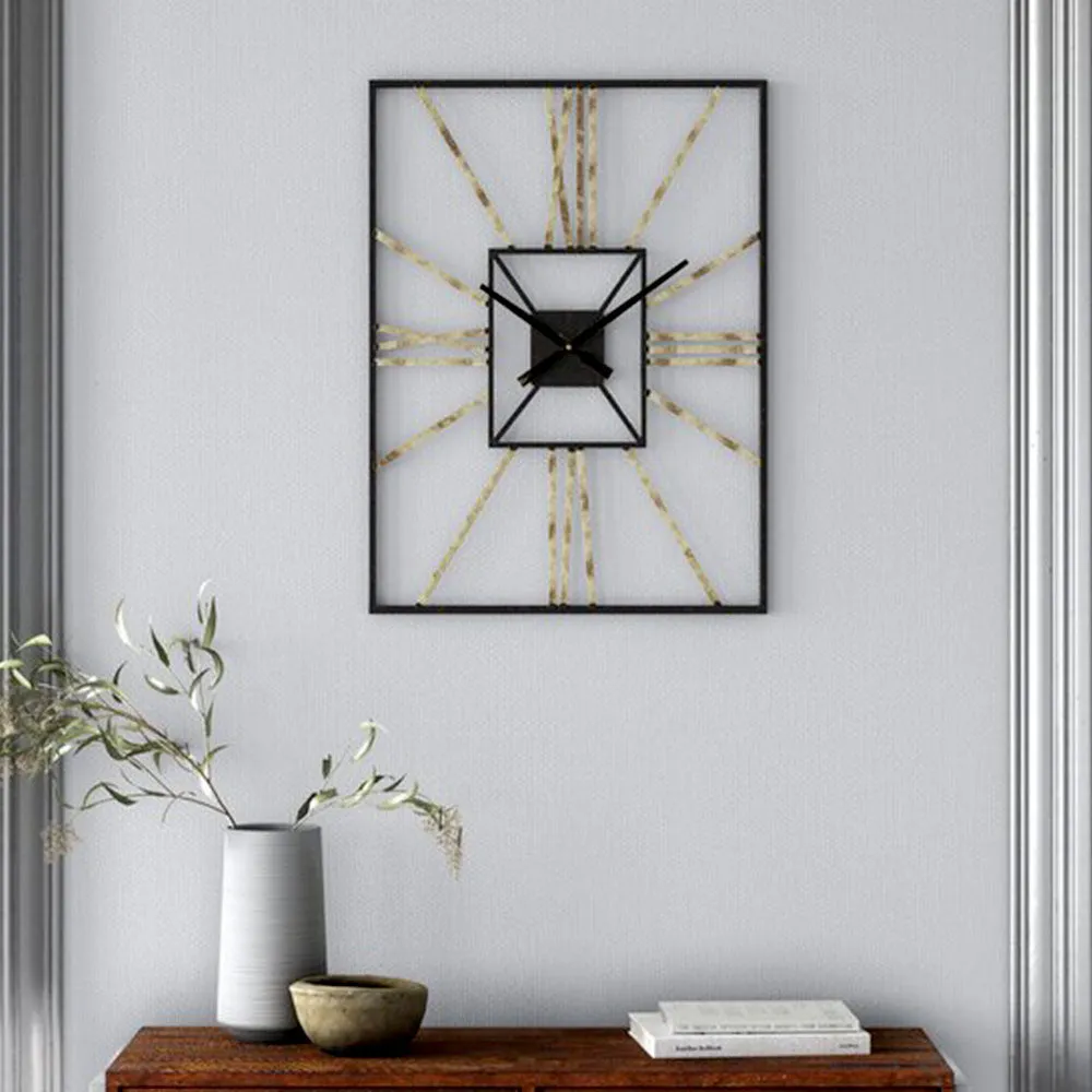 Rectangular Loop Contemporary Metal Wall Clock