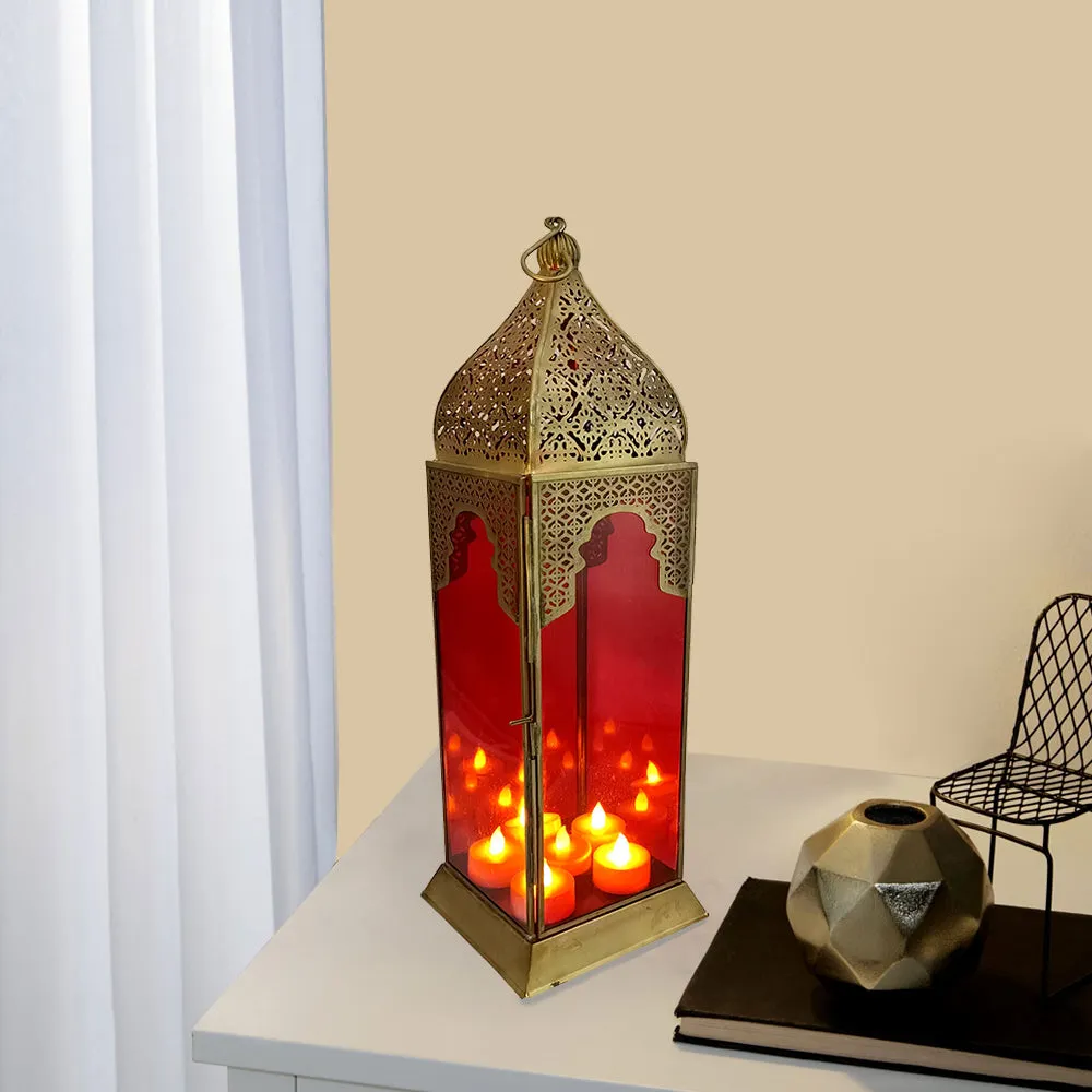 Red Alluring Designer Morocan Lantern Small: 5x5x12(inches)