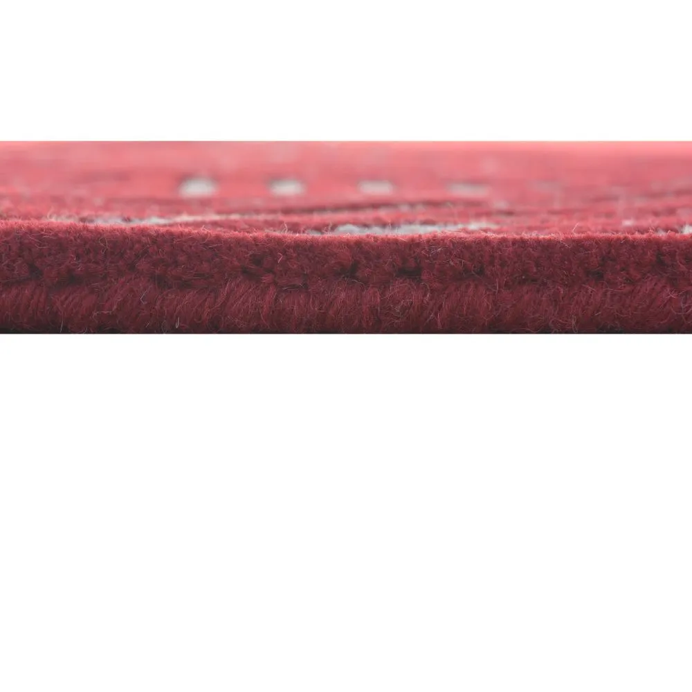 Red & Beige Broad Criss Cross Patterened Tufted Area Carpet 3X5ft