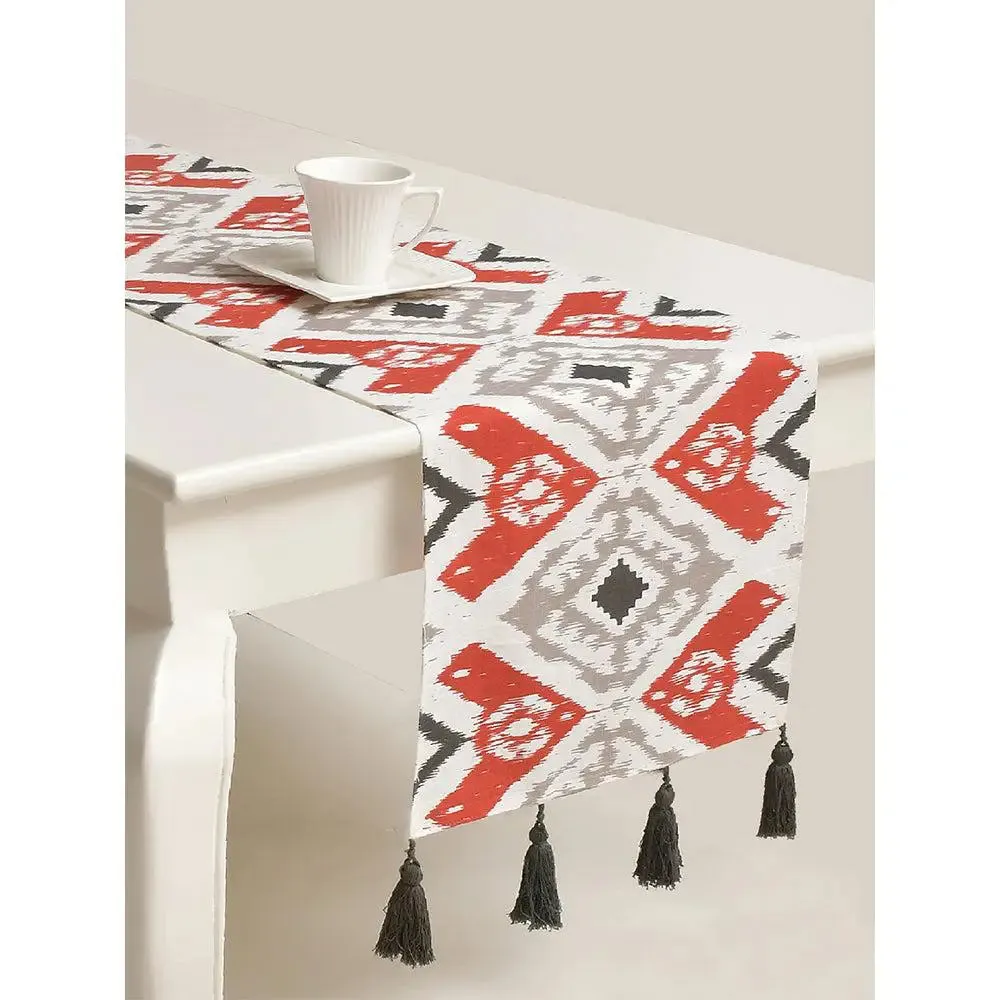 Red & Black Ethnic Designer Cotton Table Runner
