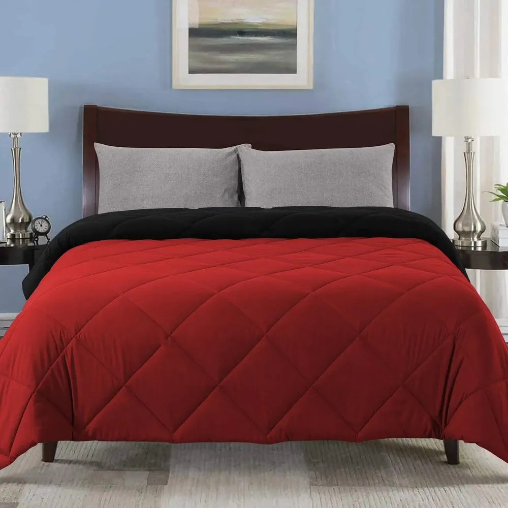 Red & Black Quilted Single Bed Comforter