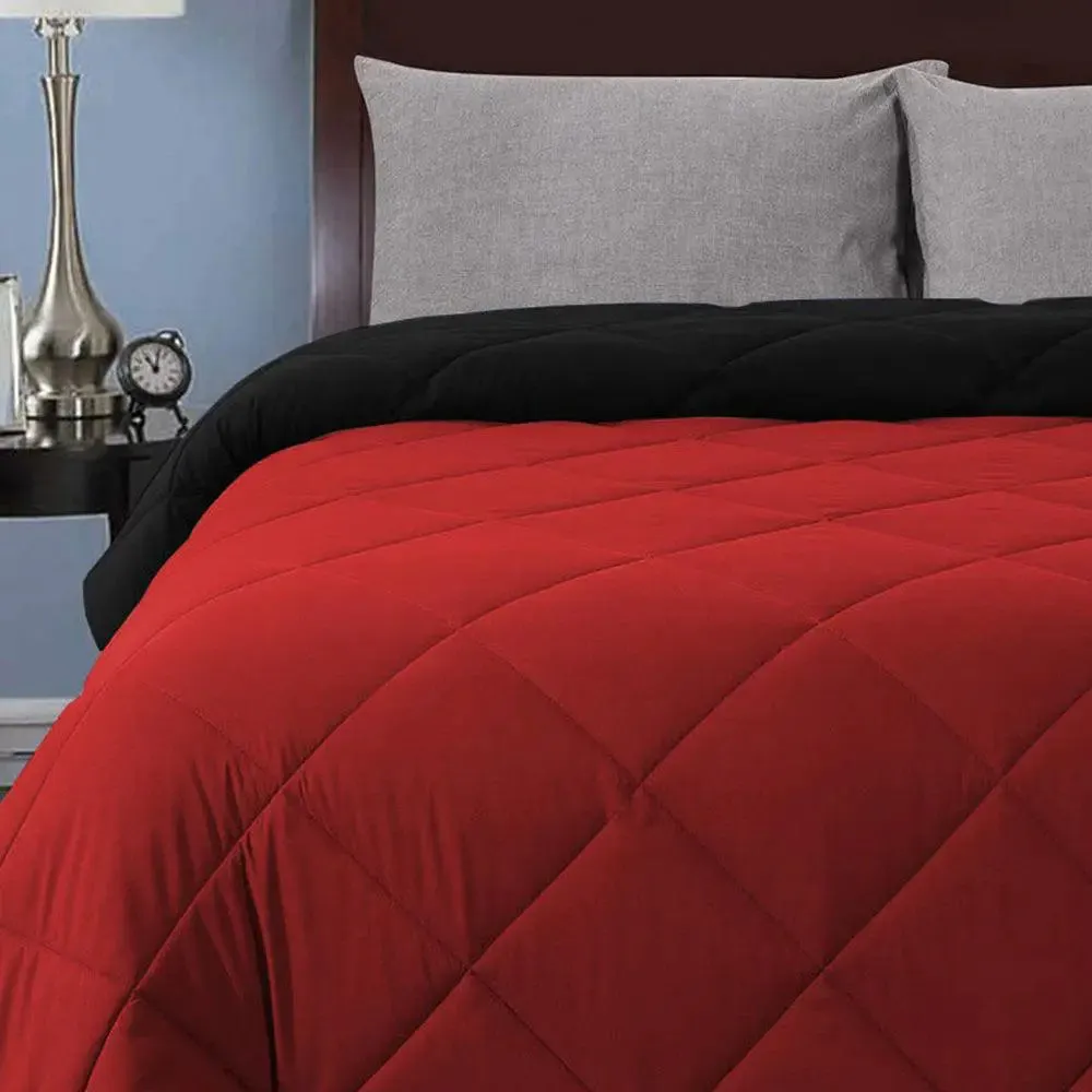 Red & Black Quilted Single Bed Comforter