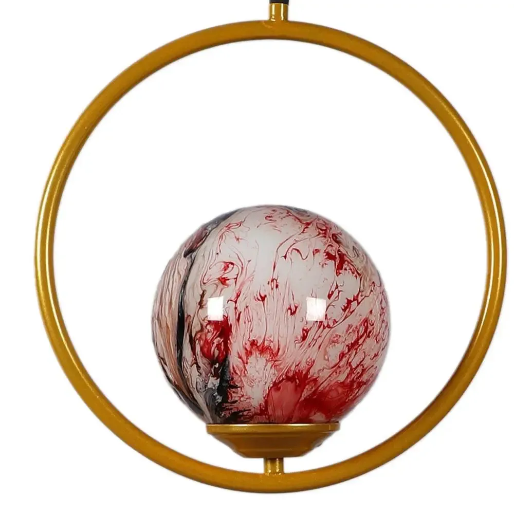 Red & Black Splashed Globe Circular Hanging Light
