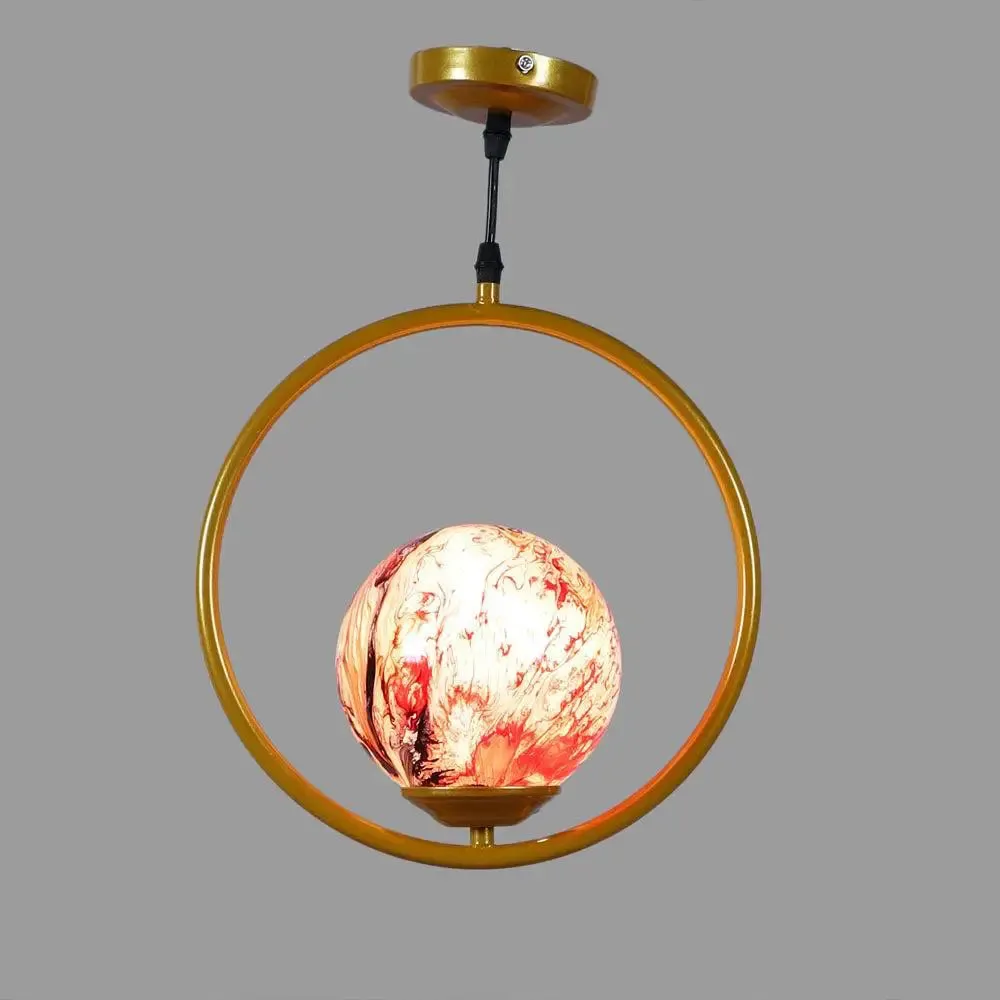 Red & Black Splashed Globe Circular Hanging Light