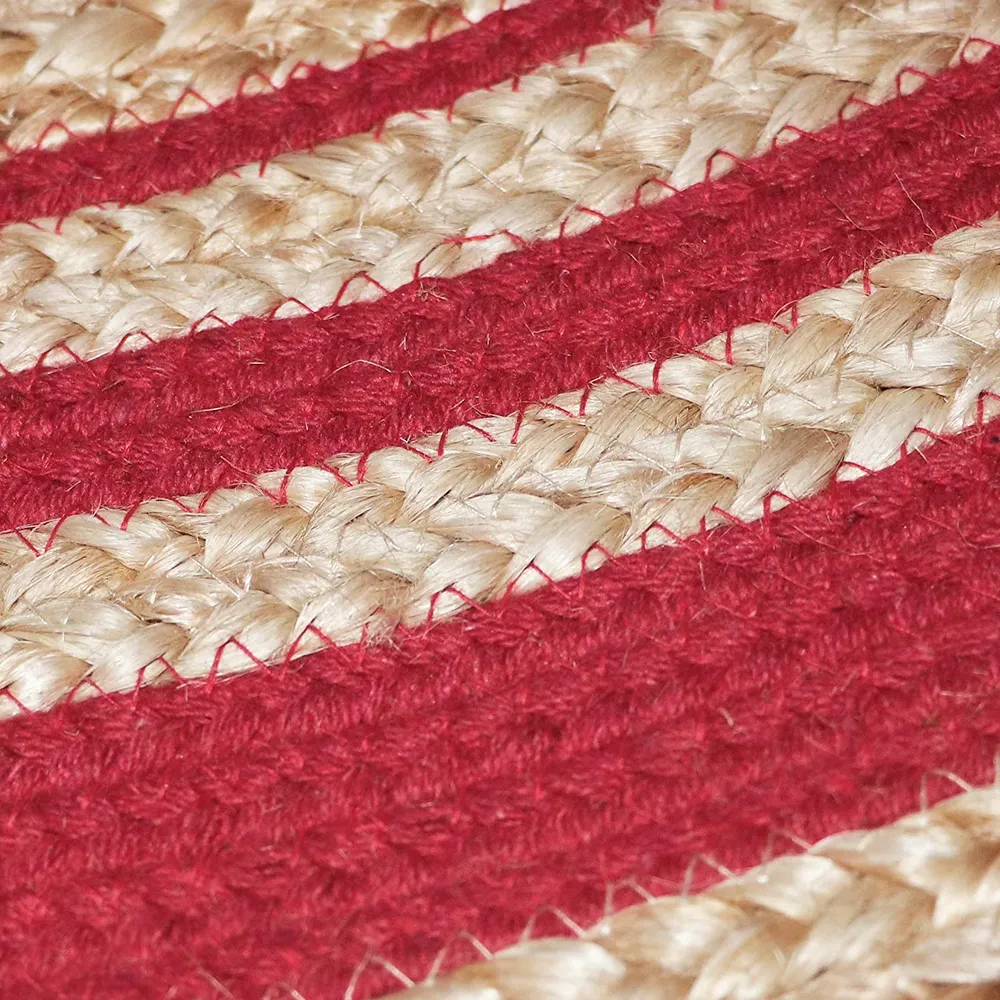 Red Bordered Designer Oval Jute Floormat Small 2X5 feet
