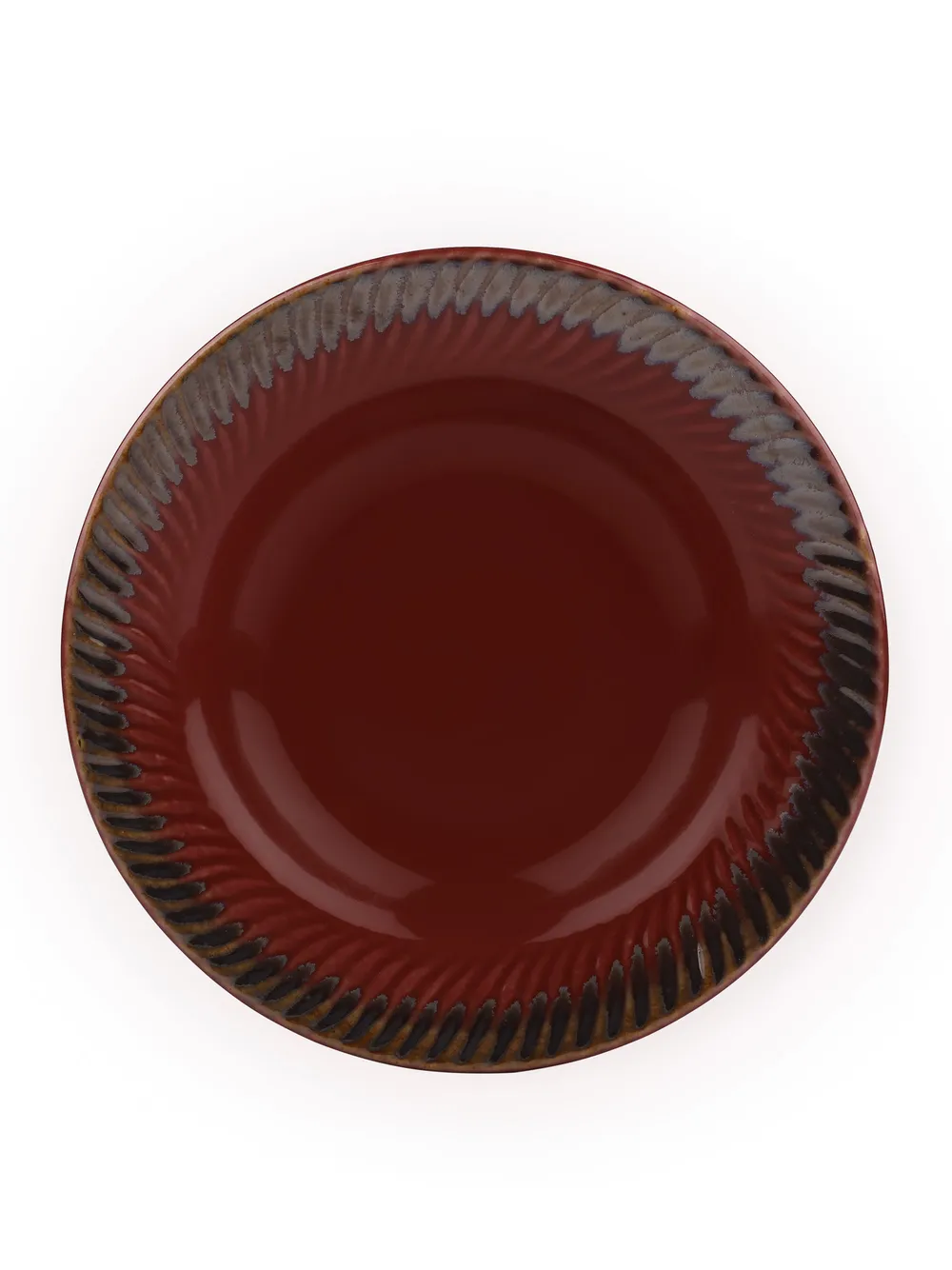 Red Ceramic Hand-Painted Pasta Plate Set Of 2